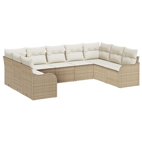 vidaXL Havesofa S&aelig;t med opbevaring 9 pcs Beige og hvid polyrattan