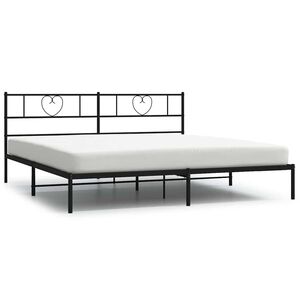 vidaXL sengeramme med sengegavl 183x213 cm metal sort