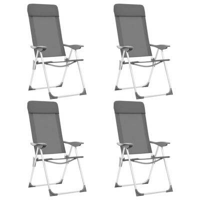 vidaXL foldbare campingstole 4 stk. aluminium grå