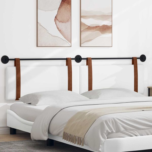 vidaXL H&aelig;ngende Hovedgavl V&aelig;gmonteret Hvid 210 x 55 x 5 cm Antik PU