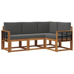 vidaXL Udend&oslash;rs sofagruppe med pude 4 pcs Naturlig og Antracit