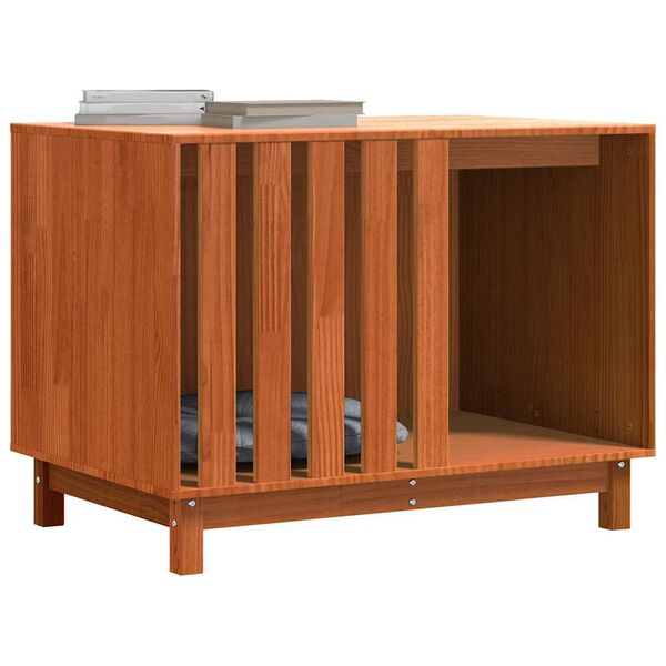 vidaXL Hundehus Voks brun 90 x 60 x 67 cm Massiv fyrretr&aelig;