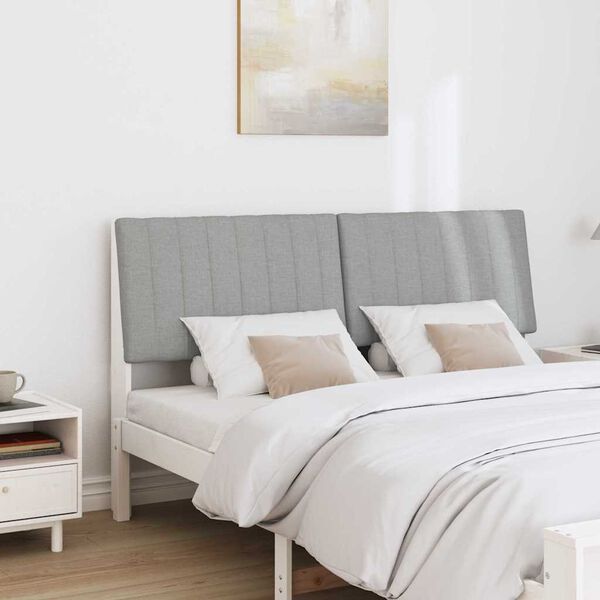 vidaXL Polstret sengegavl Lysegr&aring; 150 cm Massiv fyrretr&aelig;