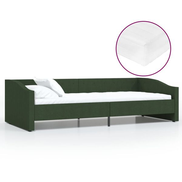 vidaXL daybed med madras og USB 90x200 cm stof m&oslash;rkegr&oslash;n