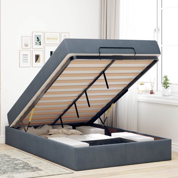 vidaXL Sengeramme med madras med madras 2 pcs D&aelig;mpet Gr&aring; Fl&oslash;jl