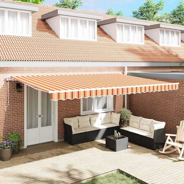 vidaXL Utr&aelig;kkelig Markise Gul og orange 500 &times; 350 cm Stof