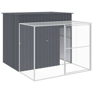 vidaXL hundehus med l&oslash;beg&aring;rd 214x253x181 cm galvaniseret st&aring;l antracit