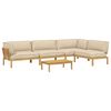 vidaXL Sofa S&aelig;t med pude Ensfarvet 5 pcs Beige Massivt Akacietr&aelig;