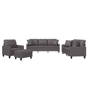 vidaXL sofas&aelig;t 4 dele med puder kunstl&aelig;der gr&aring;
