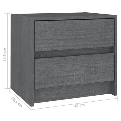 vidaXL sengeskabe 2 stk. 40x30,5x35,5 cm massivt fyrretræ grå