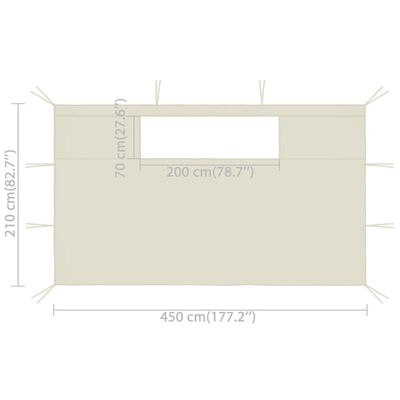 vidaXL pavillonvægge med vinduer 2 stk. 4,5x2,1 m 70 g/m² cremefarvet