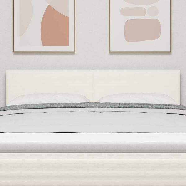 vidaXL LED sengegavl med LED -strimmellys Creme 160 cm Polyester