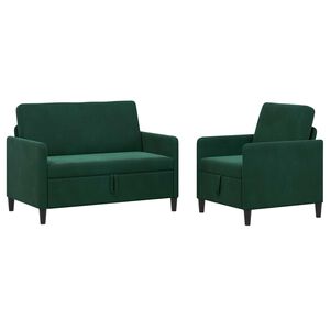 vidaXL Sofa s&aelig;t med opbevaring 2 stk. M&oslash;rkegr&oslash;n Polyester