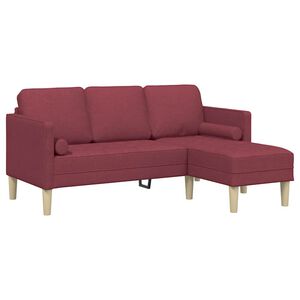 vidaXL Sofa S&aelig;t med pude Vinr&oslash;d Polyester