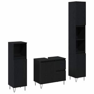 vidaXL Badev&aelig;relsesm&oslash;bel s&aelig;t med skuffe 3 pcs Sort eg 30 x 30 x 190 cm