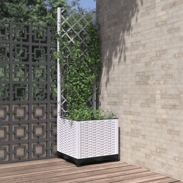 vidaXL plantekasse med espalier 40x40x136 cm PP hvid