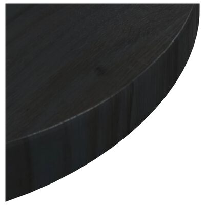 vidaXL bordplade sort Ø30x2,5 cm massivt fyrretræ