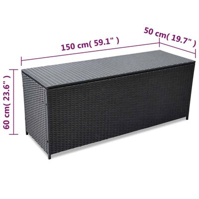 vidaXL udendørs opbevaringskasse 150x50x60 cm polyrattan sort