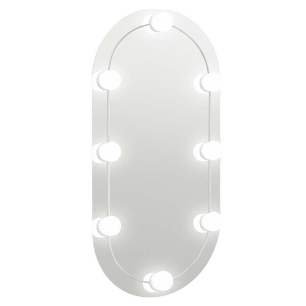 vidaXL spejl med LED-lamper 80x40 cm oval glas
