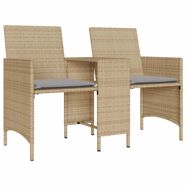 vidaXL 2-personers havesofa med bord og skamler polyrattan beige