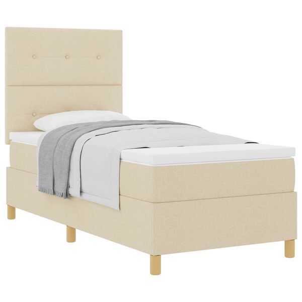 vidaXL Box spring seng med madras Creme 80 x 200 cm Stof