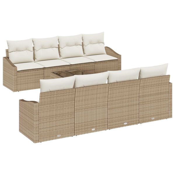 vidaXL Sofa Sæt med pude med pude 9 pcs Beige og creme polyrattan