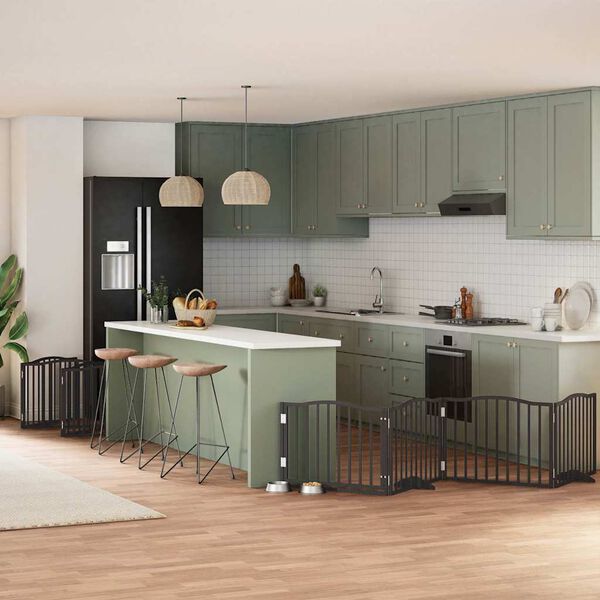 vidaXL hundel&aring;ge med d&oslash;r 10 paneler 800 cm foldbar poppeltr&aelig; sort