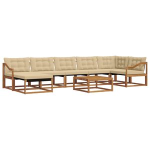 vidaXL Udend&oslash;rs sofagruppe 22 pcs Naturlig og Beige Massivt Akacietr&aelig;