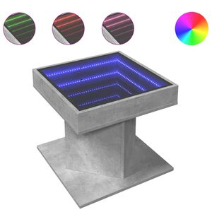 vidaXL sofabord med LED-lys 50x50x45 cm konstrueret tr&aelig; betongr&aring;