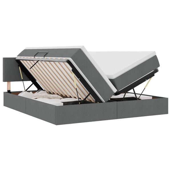 vidaXL Opbevaringsseng med madras M&oslash;rkegr&aring; 180 x 200 cm Faux l&aelig;der