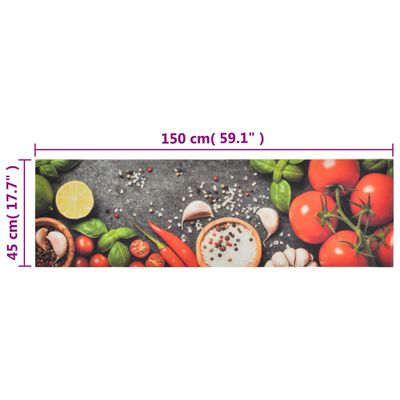 vidaXL køkkentæppe 45x150 cm grøntsagsdesign vaskbart velour