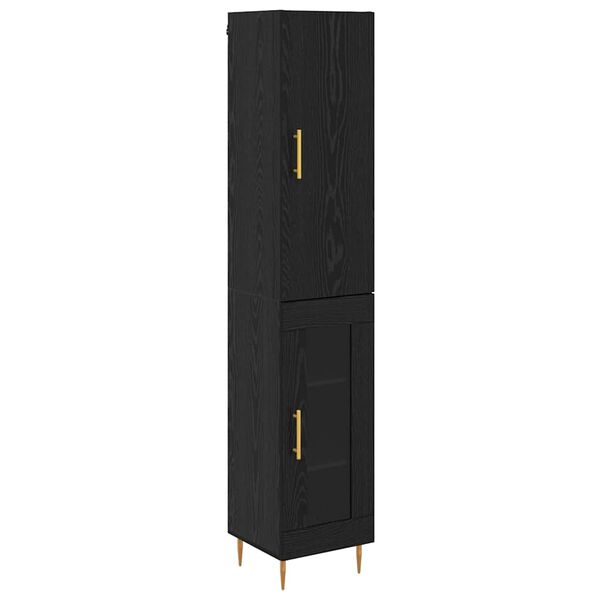 vidaXL Highboard 2 pcs Sort eg Konstrueret tr&aelig;
