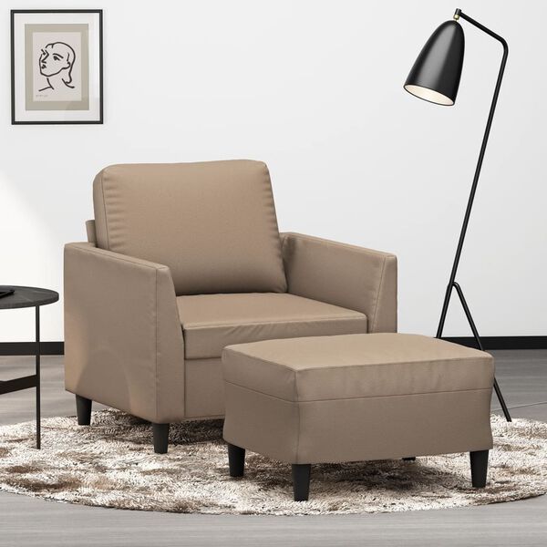 vidaXL sofastol med fodskammel 60 cm kunstl&aelig;der Cappuccino
