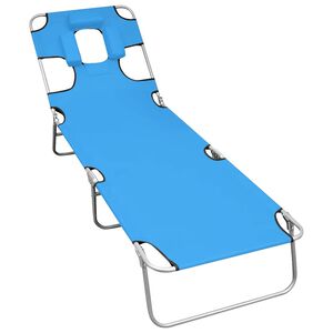 vidaXL foldbar liggestol med nakkehynde st&aring;l turkisbl&aring;