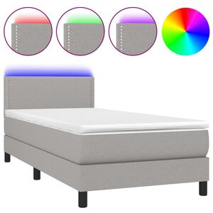 vidaXL kontinentalseng med LED-lys 80x200 cm stof lysegr&aring;