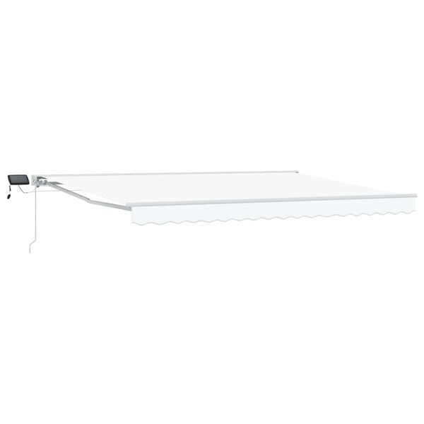 vidaXL Manuel markise-ramme med LED-lys Hvid 4 x 2 m