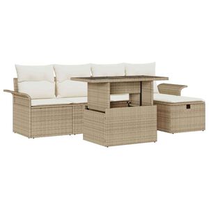 vidaXL Havesofa S&aelig;t 6 stk. Beige polyrattan