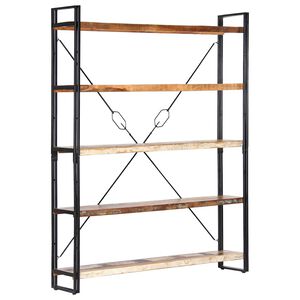 vidaXL bogreol med 5 hylder 140x30x180 cm massivt genbrugstr&aelig;
