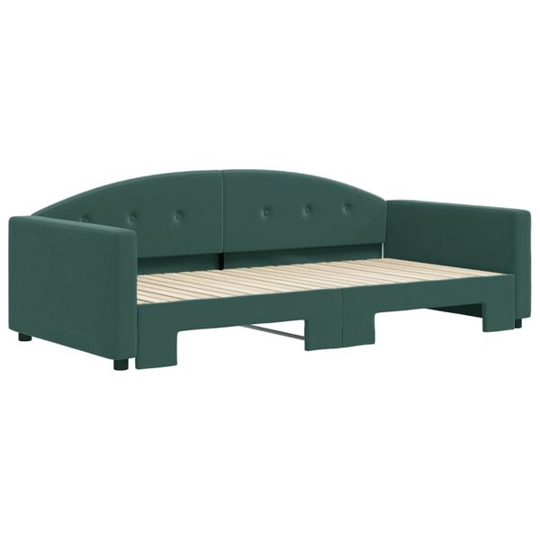 vidaXL daybed med udtr&aelig;k 100x200 cm velour m&oslash;rkegr&oslash;n
