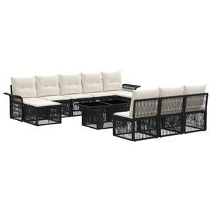 vidaXL Havesofa S&aelig;t 11 stk. Sort og Cremehvid polyrattan