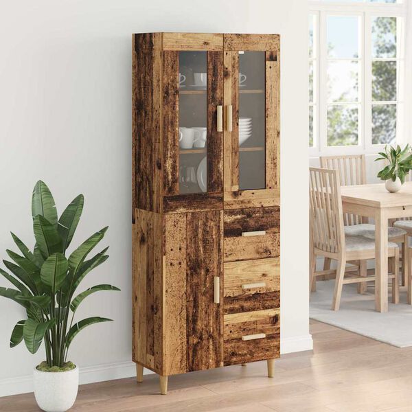 vidaXL Highboard Gammelt tr&aelig; 69,5 x 34 x 180 cm Konstrueret tr&aelig;