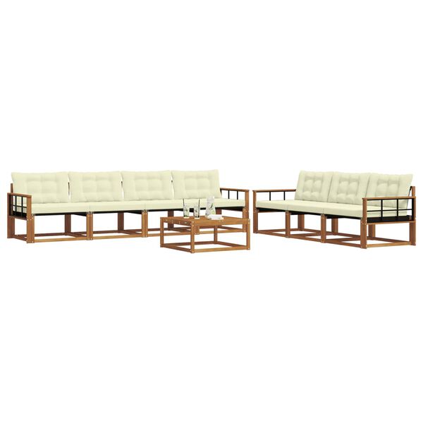 vidaXL Udend&oslash;rs sofagruppe med pude 8 pcs Naturlig og Fl&oslash;de