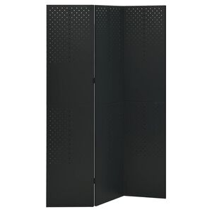 vidaXL 3-panels rumdeler 120x180 cm st&aring;l sort