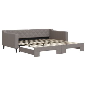 vidaXL daybed med udtr&aelig;k 100x200 cm stof gr&aring;brun