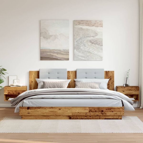 vidaXL v&aelig;gh&aelig;ngte sengeborde 2 stk. gammelt tr&aelig;look