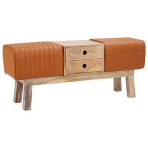 vidaXL b&aelig;nk 110 x 30 x 45 cm &AElig;gte L&aelig;der Brun