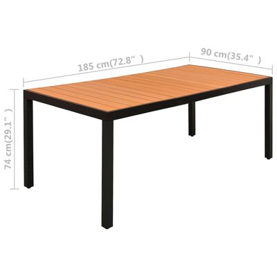 vidaXL spisebordssæt til haven 9 dele sort og brun