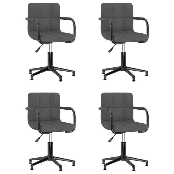 vidaXL drejelige spisebordsstole 4 stk. fl&oslash;jl m&oslash;rkegr&aring;