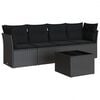 vidaXL sofas&aelig;t til haven 5 dele med hynder polyrattan sort