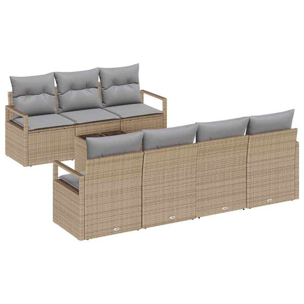vidaXL Sofa S&aelig;t 8 pcs Beige og gr&aring; polyrattan